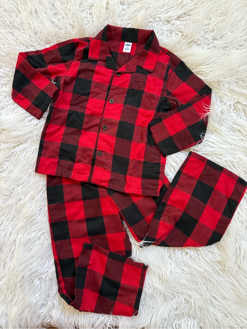 Old Navy Red and Black Buffalo Plaid Kids Pajama Set